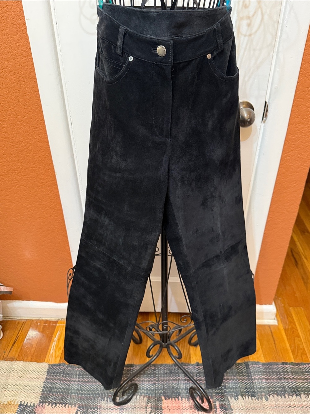 Yansi Fugel Black Suede Trousers